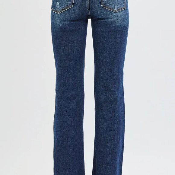 RISEN Full Size Tummy Control Mid Rise Flare Jeans Plus Size - Picture 5 of 6